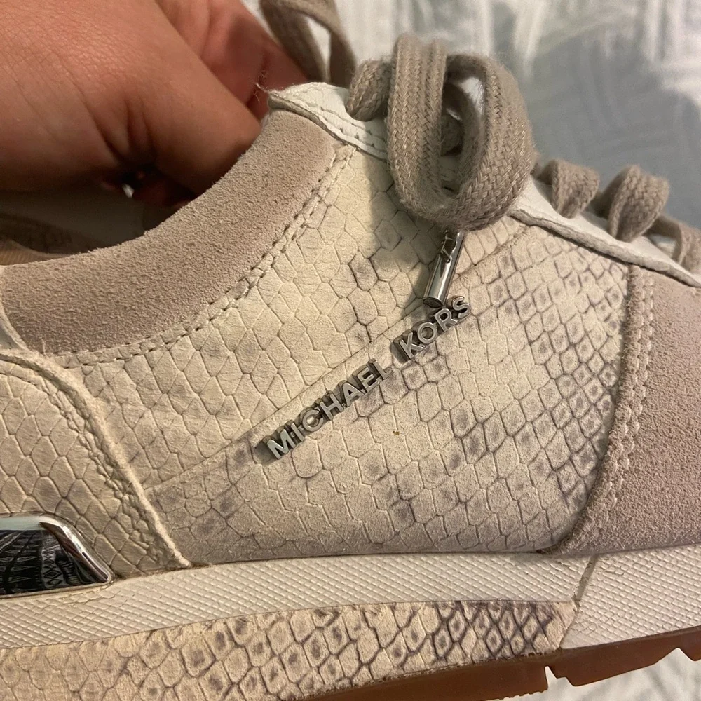 Michael Kors Women's Allie Embossed-Leather and Suede Womens Sneaker Size 6.5